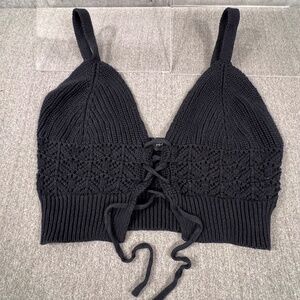 Arden B Lace Up Crochet Corset Crop Tank Top Adjustable No Size Boho Festival